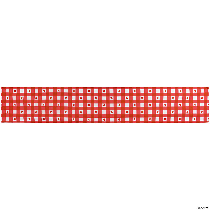 72" Checkered Heart Valentine's Day Table Runner Image