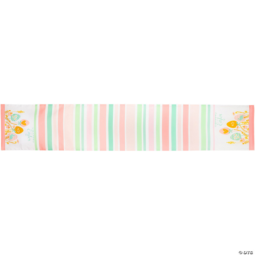 72" Pastel "Happy Easter" Striped Table Runner Image