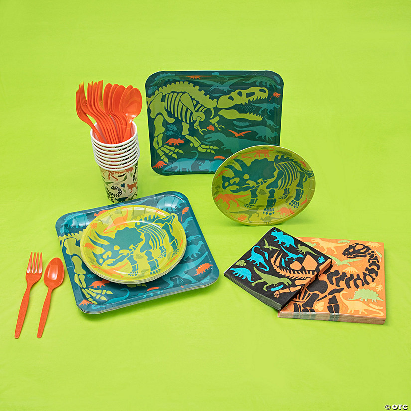 73 Pc. Dinosaur Party Tableware Kit for 8 Guests Image