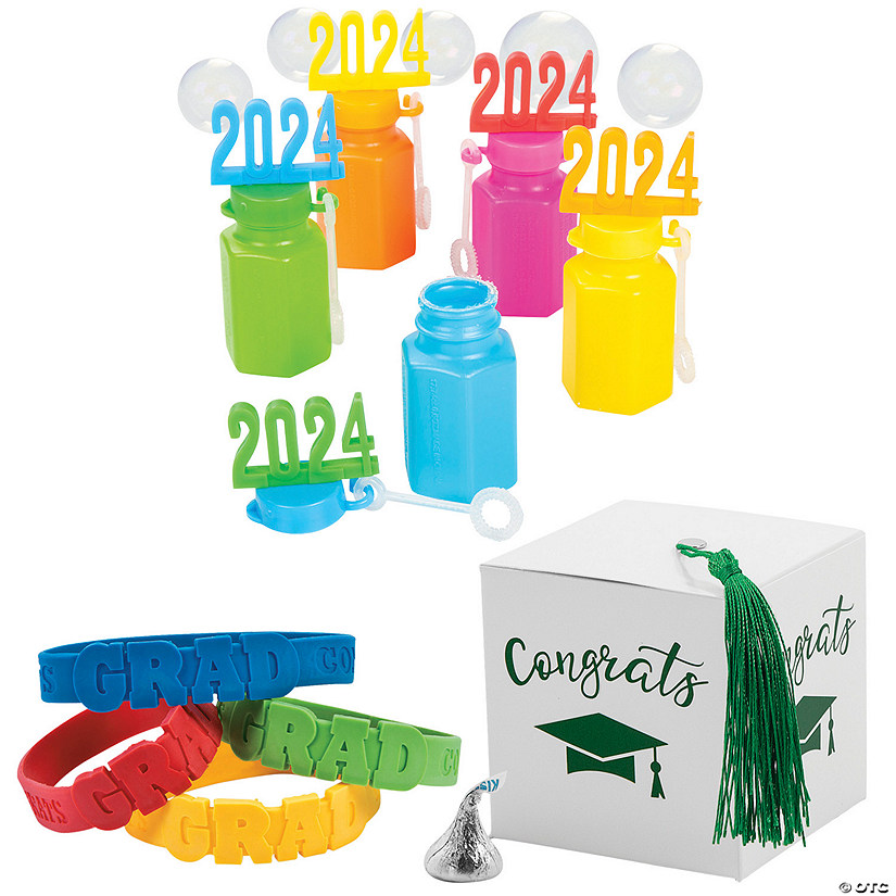 73 Pc. Elementary Graduation Gift Boxes with Green Tassel for 24 Image