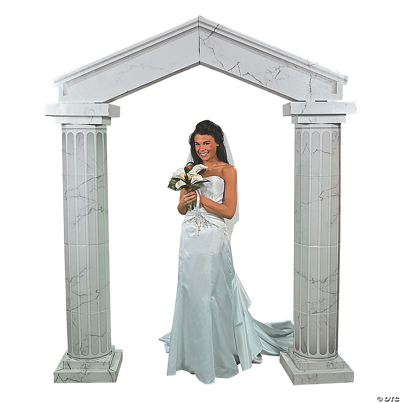 73" x 94 1/2" Marble-Look Fluted Cardboard Archway with Columns Image