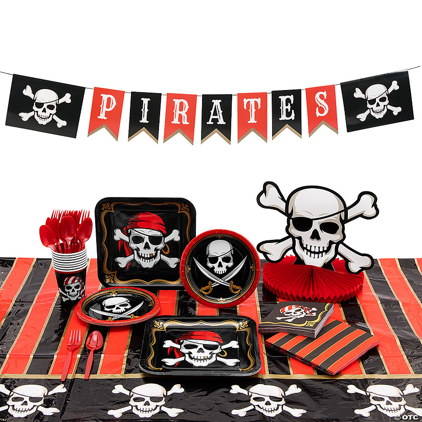 75 Pc. Pirate Party Tableware Kit for 8 Guests Image
