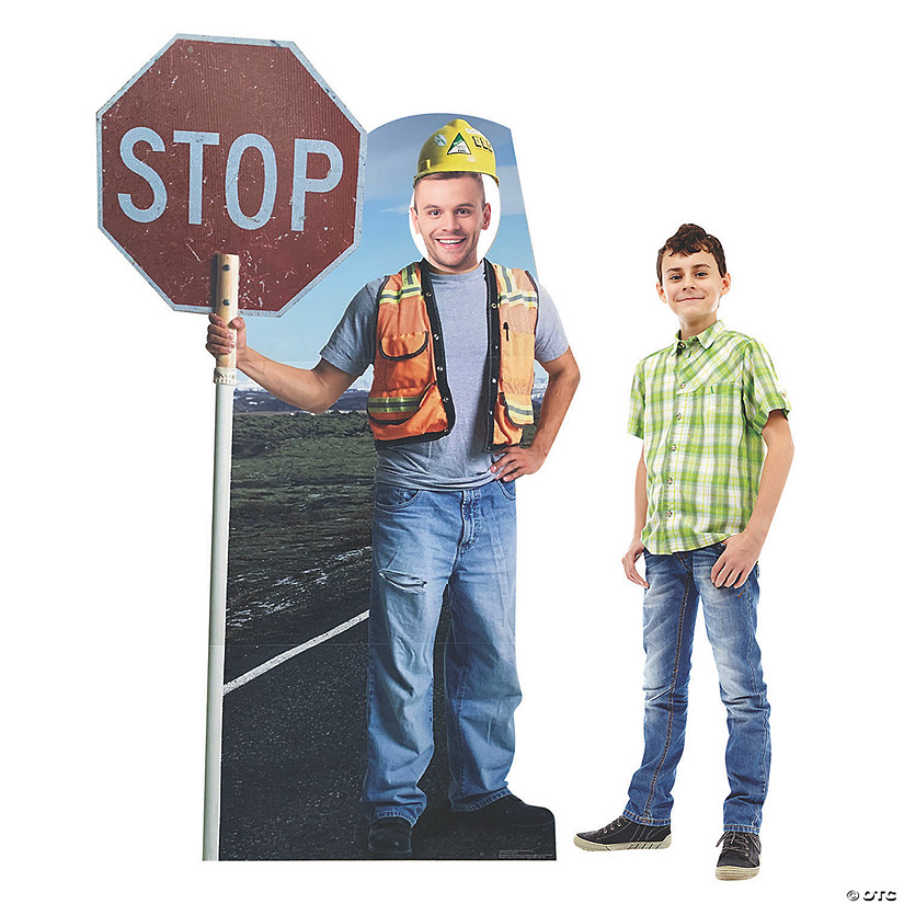76" Construction Worker Life-Size Cardboard Cutout Stand-In Stand-Up Image