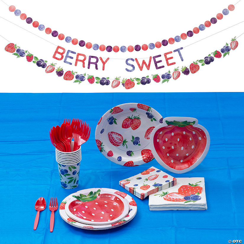 76 Pc. Berry Party Tableware Kit for 8 Guests Image