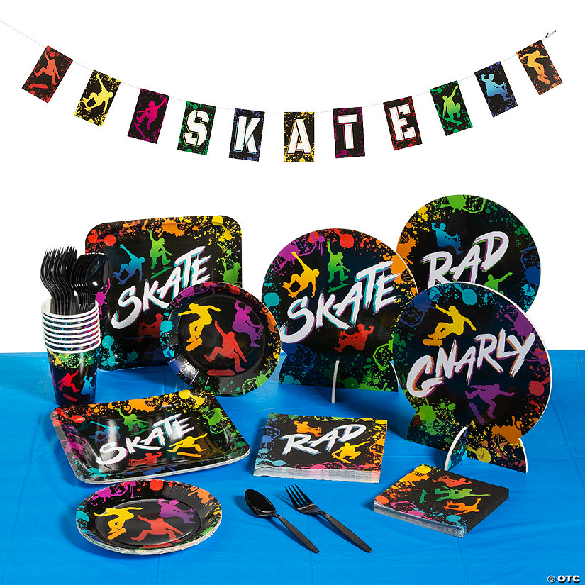 77 Pc. Skateboard Party Disposable Tableware Kit for 8 Guests Image
