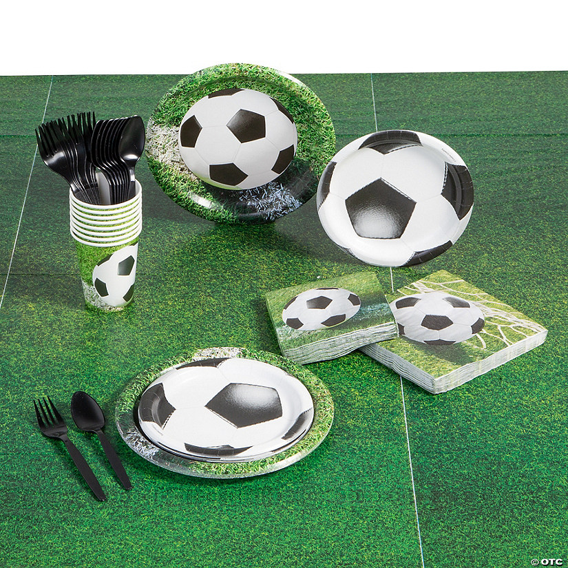 77 Pc. Sports Fanatic Soccer Party Tableware Kit for 8 Guests Image