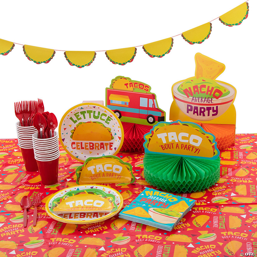77 Pc. Taco Party Tableware Kit for 8 Guests Image
