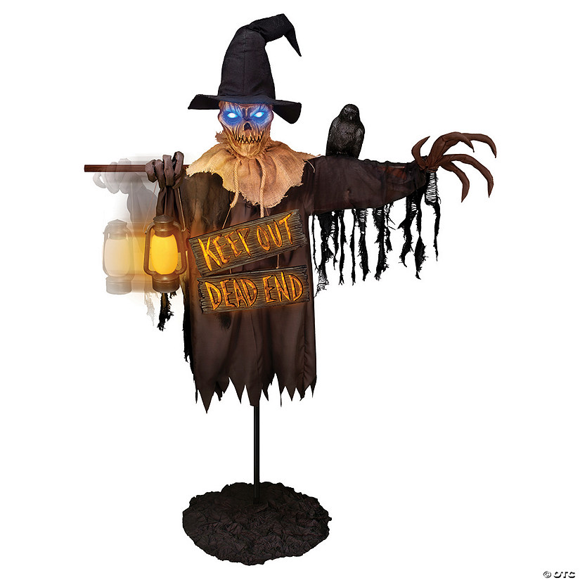 78-Inch Animated Scarecrow with Lantern and Sign Halloweeen Decoration Image