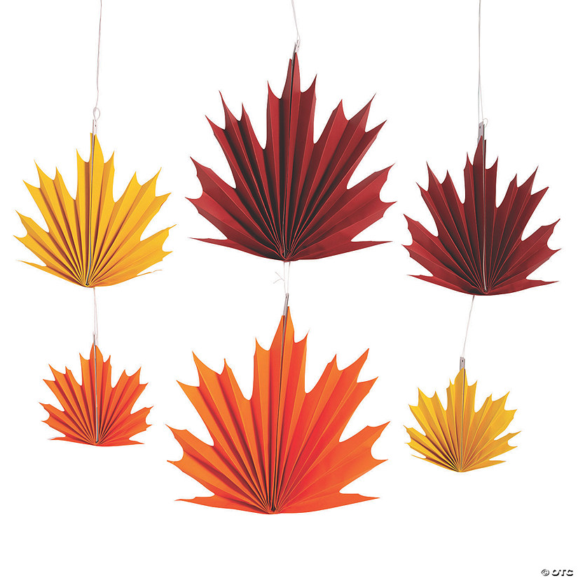 8 1/2" - 17 1/2" Fall Leaves Ceiling Decorations - 6 Pc. Image