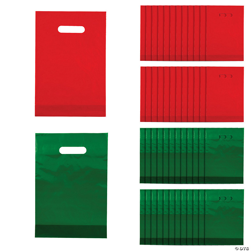 8 1/2" x 12" Bulk 100 Pc. Red & Green Plastic Goody Bag Assortment Image