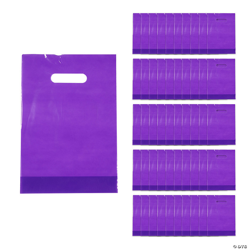 8 1/2" x 12" Bulk 50 Pc. Purple Plastic Goody Bags Image