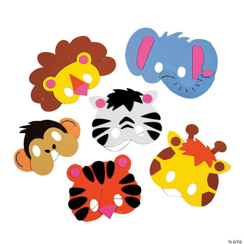 8 1/4" Kids Zoo Animal Characters Foam Mask Craft Kit - Makes 12 Image