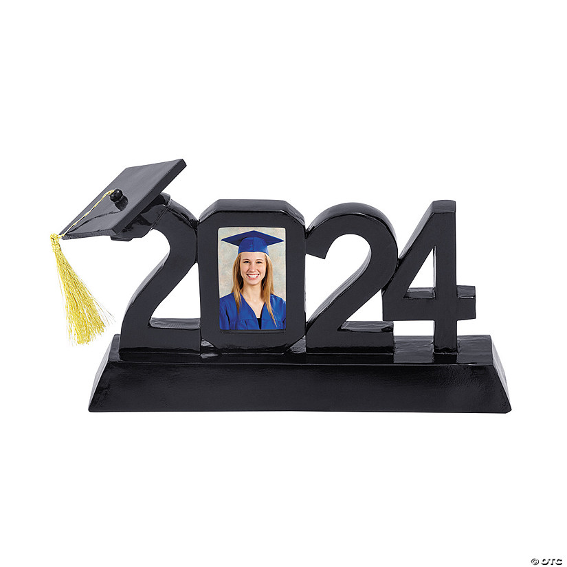 8 1/4" x 5" 2024 Graduation Black Resin Picture Frame with Tassel Image