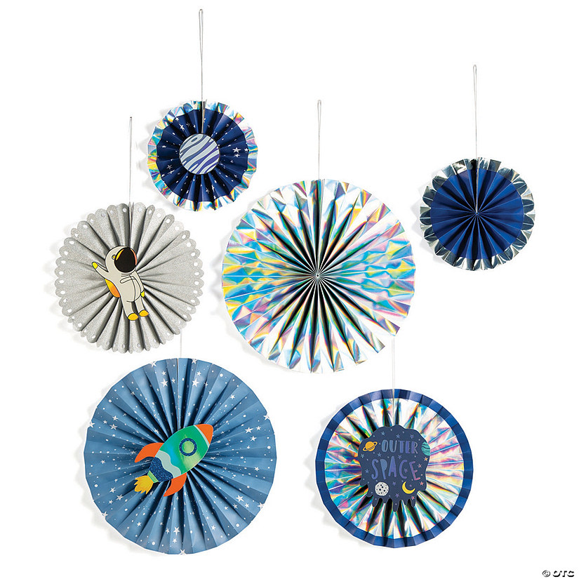 8" - 14" Out of This World Hanging Paper Fans - 6 Pc. Image