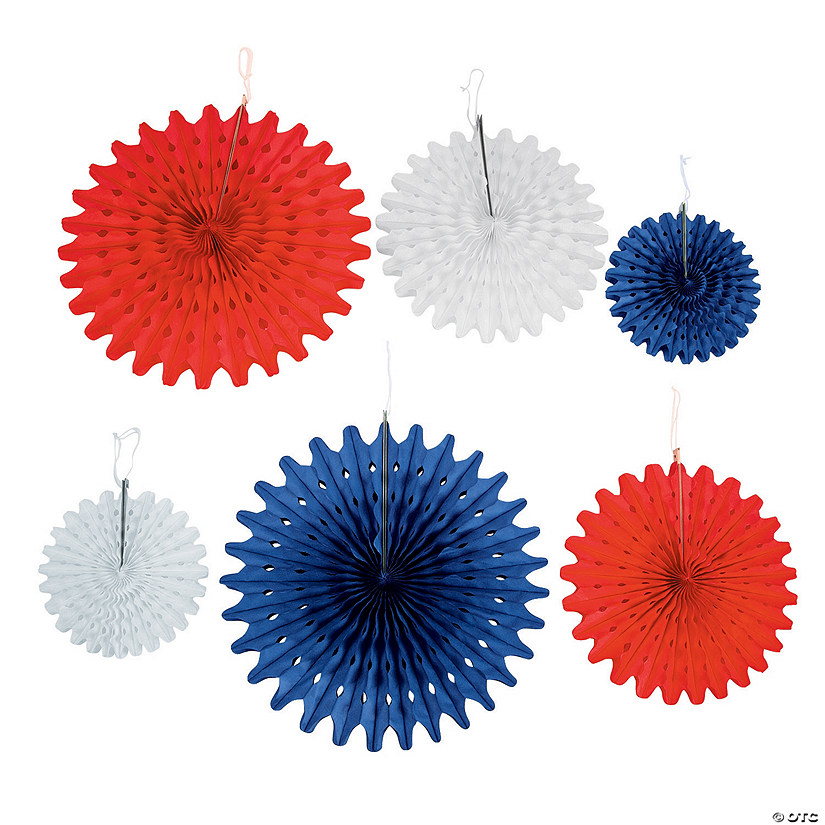 8" - 16" 4th of July Hanging Paper Fans - 12 Pc. Image