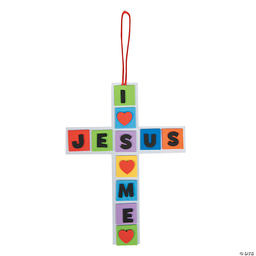 8 3/4" I Love Jesus, Jesus Loves Me Cross Foam Craft Kit - Makes 12 Image