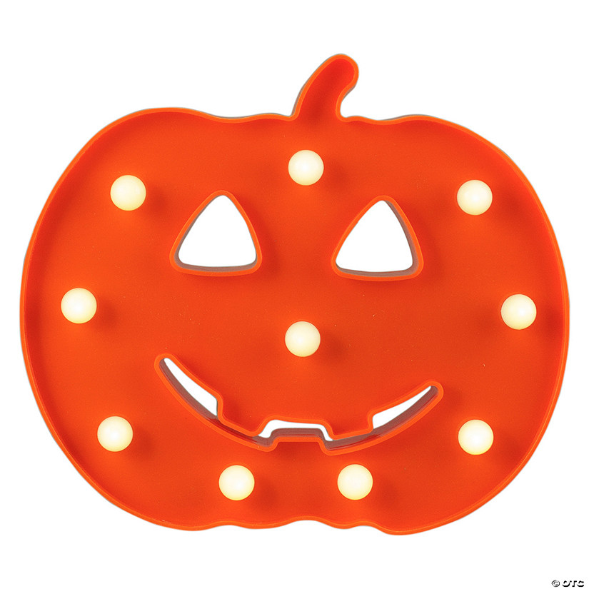 8.5" LED Lighted Orange Jack-O-Lantern Halloween Marquee Sign Image