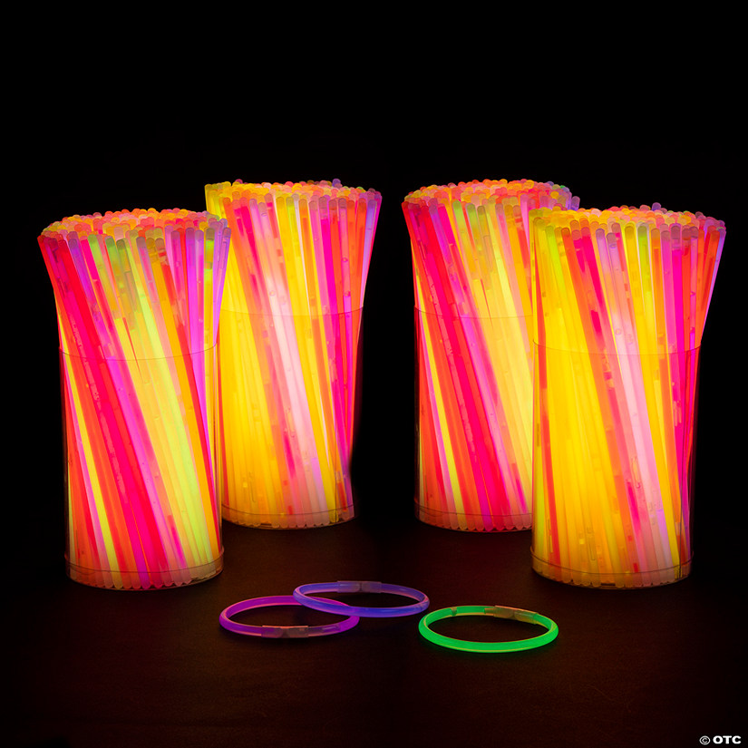 8" Bulk 1000 Pc. Bright Neon Colors Glow Bracelets Assortment Image