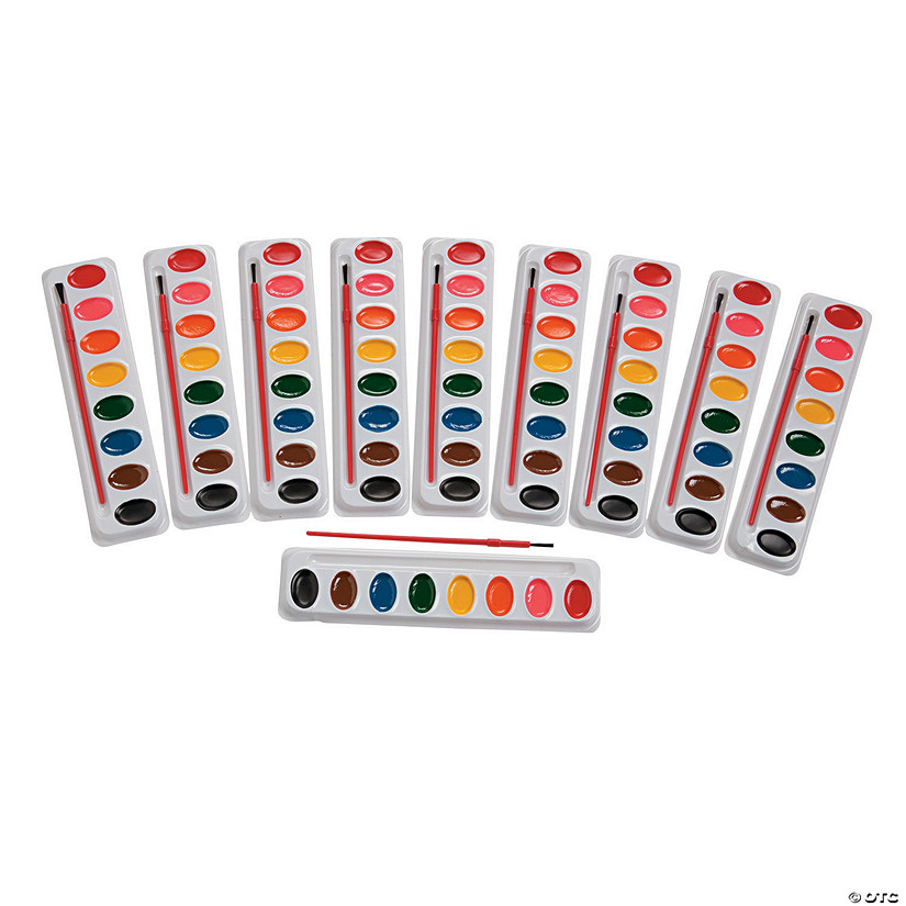 8" Bulk 50 Pc. Watercolor Tray Refill Pack - 8 Colors Per Tray Image