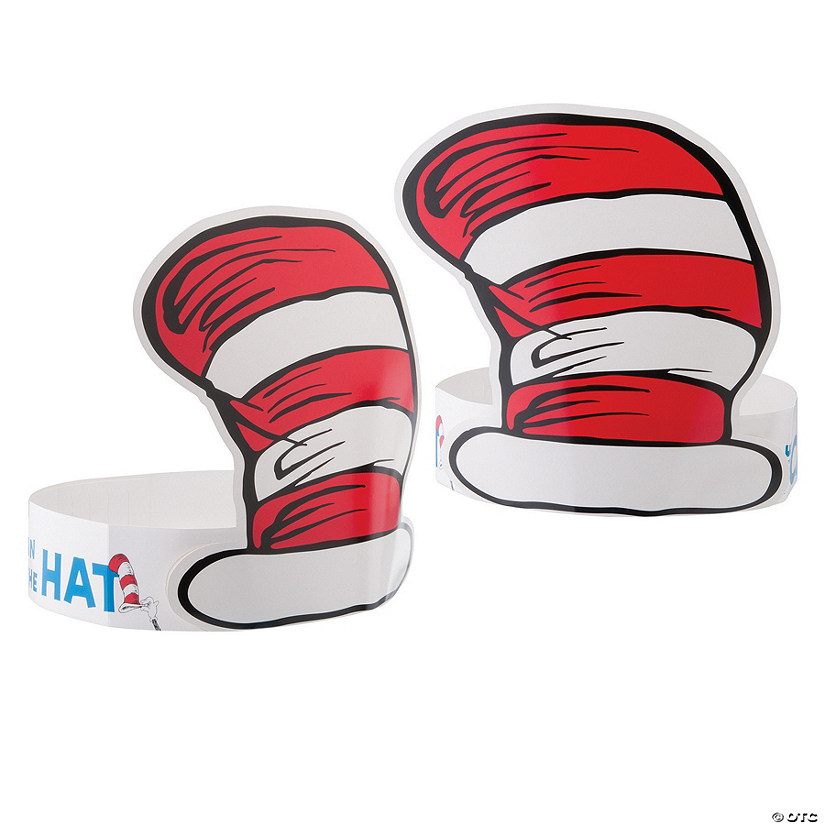 8" Dr. Seuss&#8482; The Cat in the Hat Red & White Striped Cardstock Hats - 32 Pc. Image