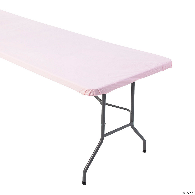 8 Ft. Light Pink Fitted Plastic Tablecloth Image