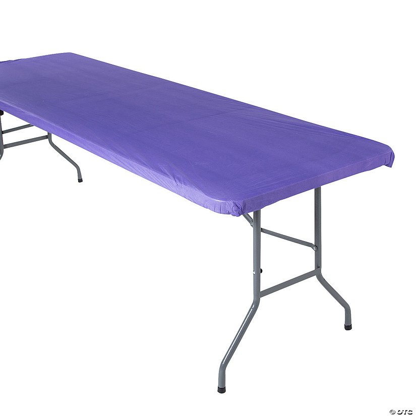 8 Ft. Purple Fitted Rectangle Plastic Tablecloth Image