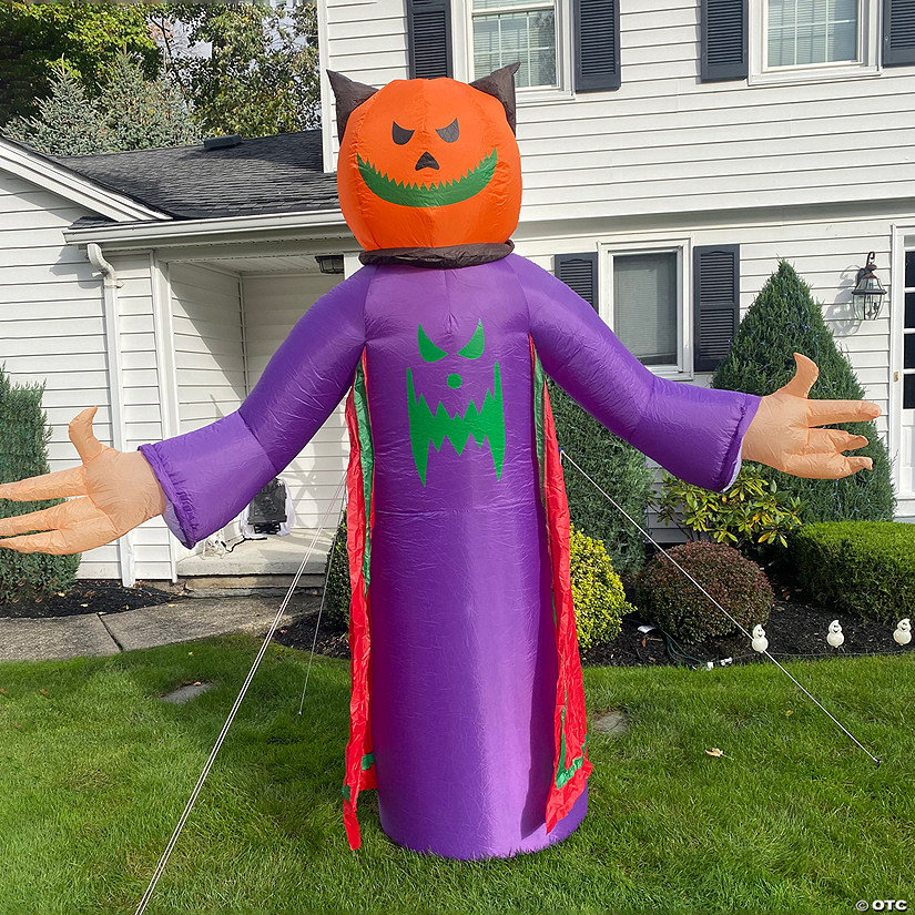 8' Lighted Jack-O-Lantern Grim Reaper Inflatable Outdoor Halloween Decoration Image