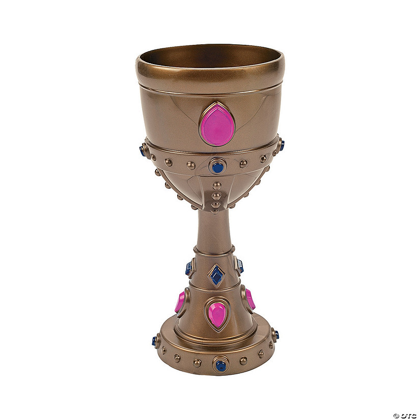 8 oz. Molded Gold Crown with Jewels Reusable Plastic Goblets - 12 Ct. Image