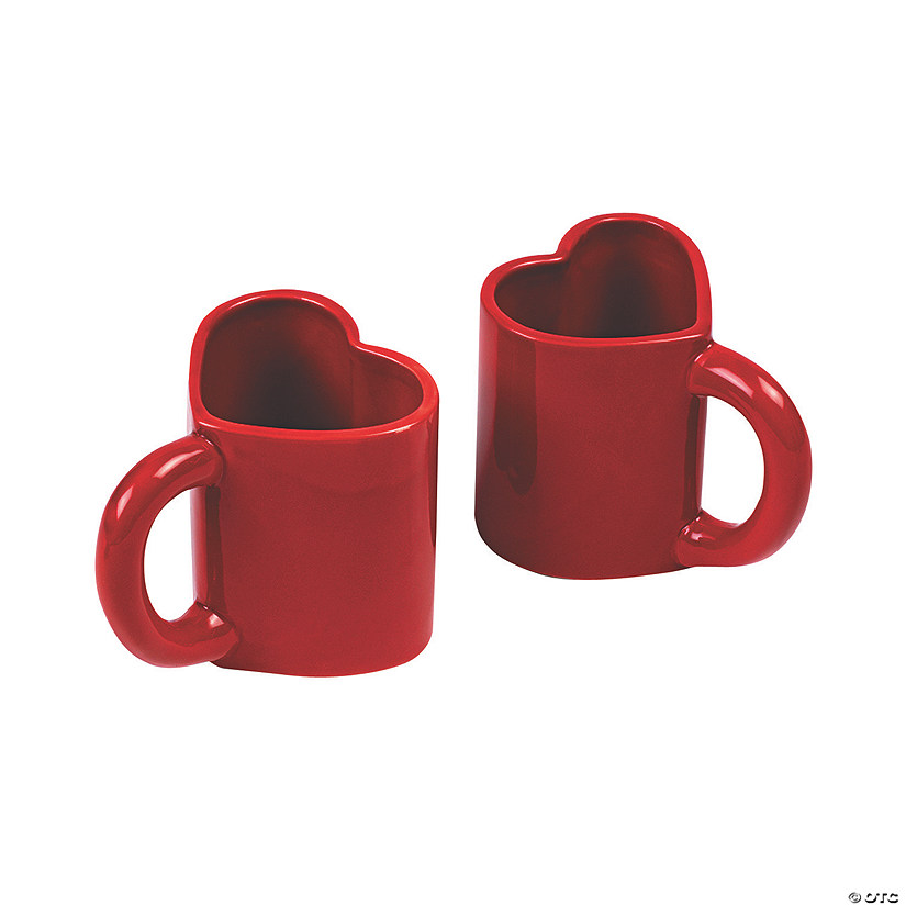 8 oz. Red Heart Reusable Ceramic Mugs - 2 Ct. Image