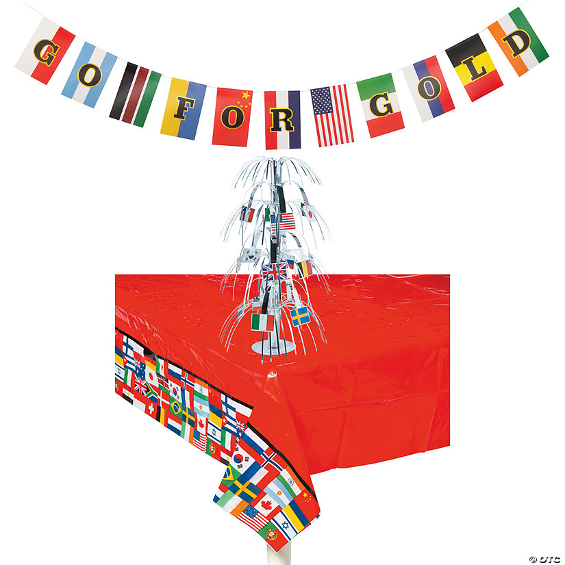 8 Pc. Flags of All Nations Decorating Kit for 3 Tables Image