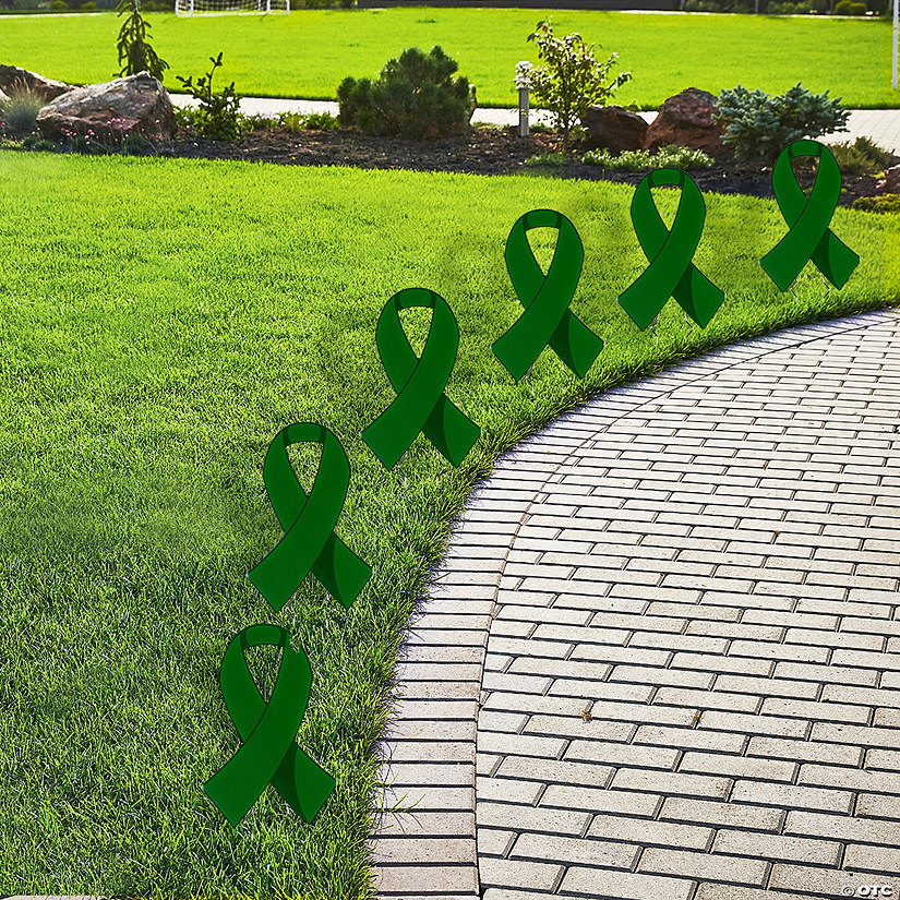 8" x 12" Green Awareness Ribbon Yard Signs - 6 Pc. Image