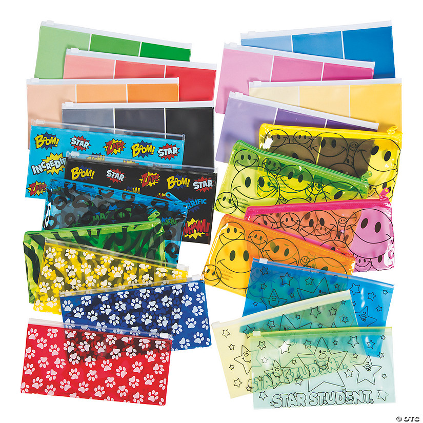 8" x 4" Bright Colors & Patterns Pencil Case Assortment - 36 Pc. Image