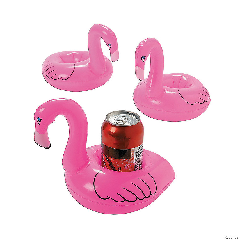 8" x 6 3/4" Inflatable Pink Flamingo Vinyl Floating Coasters - 12 Pc. Image