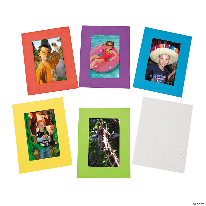8&#8221; x 6&#8221; Assorted Color Bright Foam Picture Frames - 12 Pc. Image