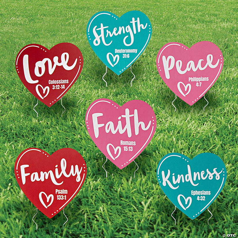 8" x 8" Religious Heart-Shaped Yard Signs &#8211; 6 Pc. Image