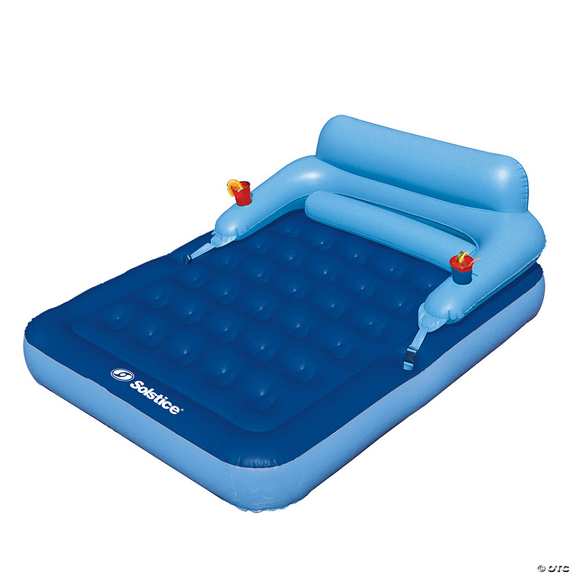 80-Inch Inflatable Blue Malibu Pool Mattress with Removable Back Rest Image