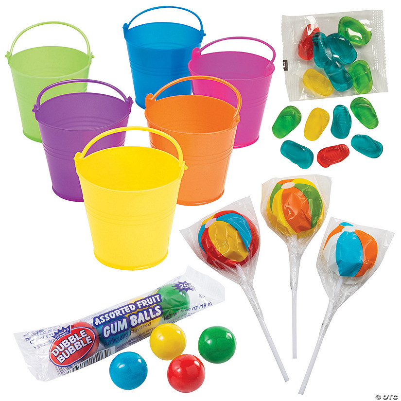 80 Pc. Beach Candy Bucket Favor Kit for 12 Image