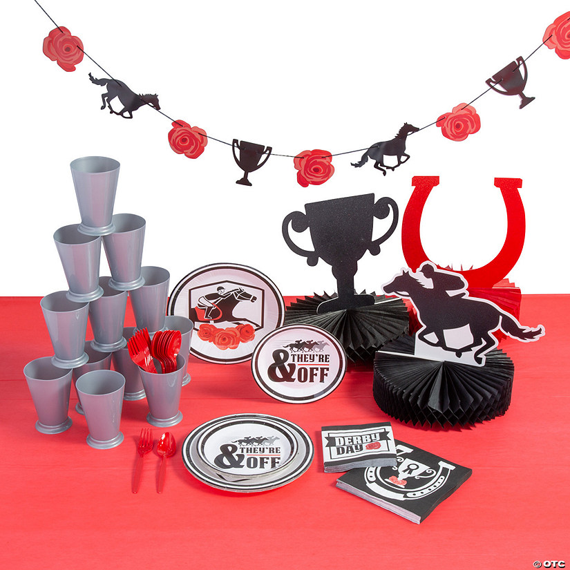 81 Pc. Derby Party Tableware Kit for 8 Guests Image