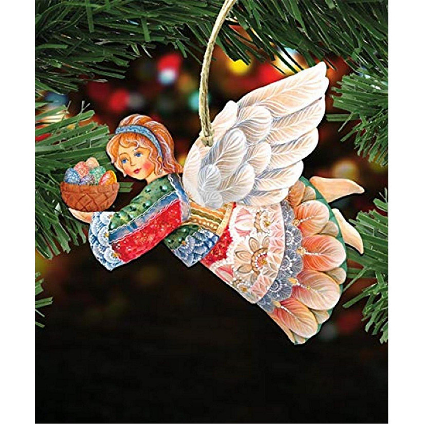 8154154 Flying Easter Angel Wooden Ornament Set of 2 Image