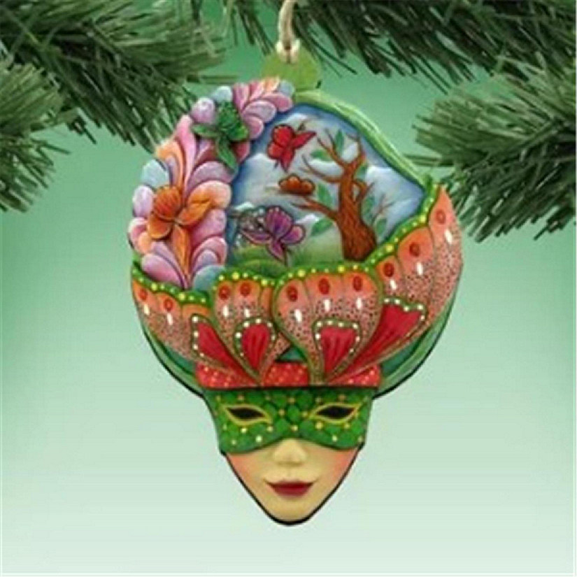 8161037 Butterfly Mask Wooden Ornament Set of 2 Image