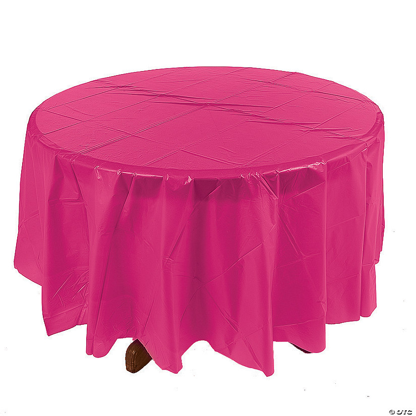 82" Hot Pink Round Plastic Tablecloth Image