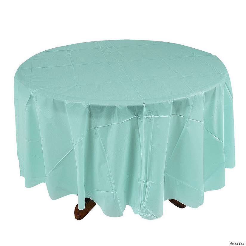 82" Light Blue Round Plastic Tablecloth Image