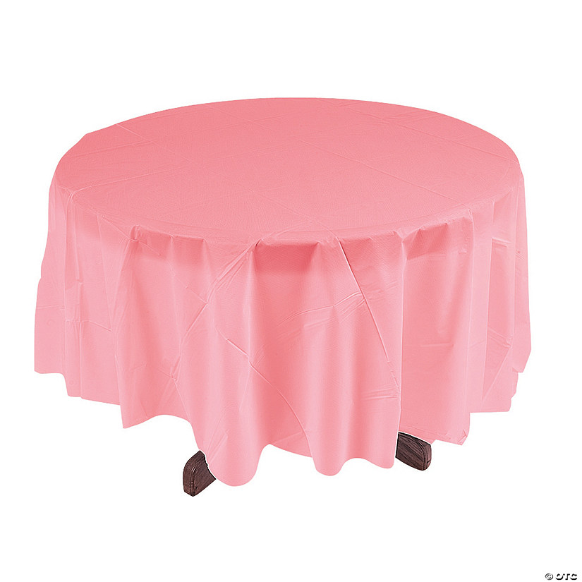 82" Light Pink Round Plastic Tablecloth Image