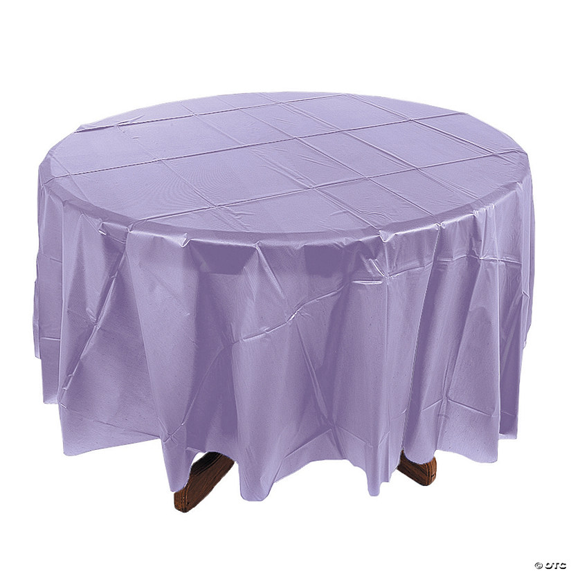 82" Lilac Round Plastic Tablecloth Image