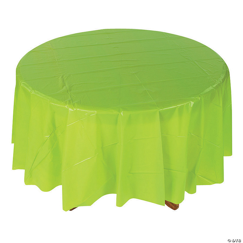 82" Lime Green Round Plastic Tablecloth Image