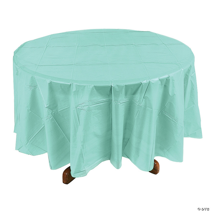 82" Mint Green Round Plastic Tablecloth Image