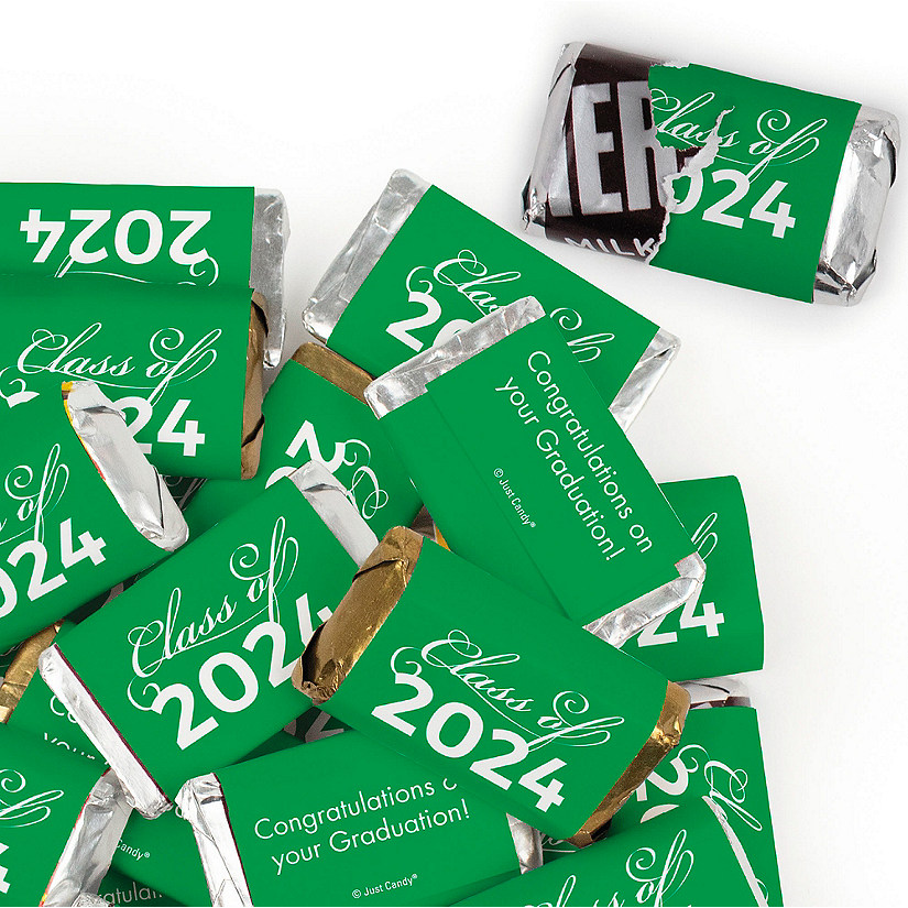 82 Pcs Green Graduation Candy Party Favors Class of 2024 Hershey's Miniatures Chocolate (Approx. 82 Pcs) Image