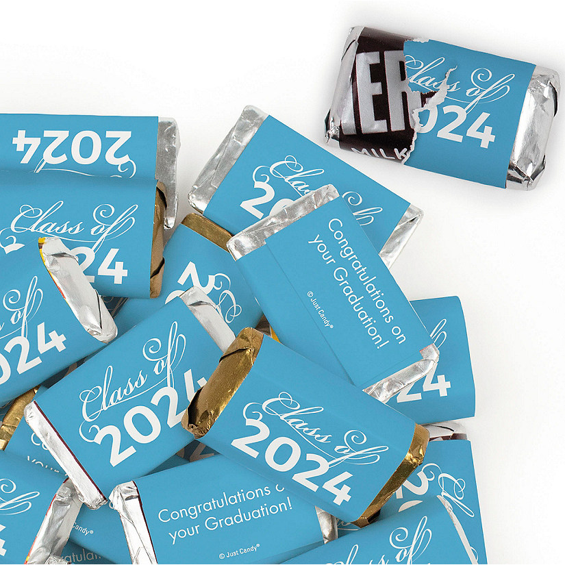 82 Pcs Light Blue Graduation Candy Favors Class of 2024 Hershey's Miniatures Chocolate (Approx. 82 Pcs) Image