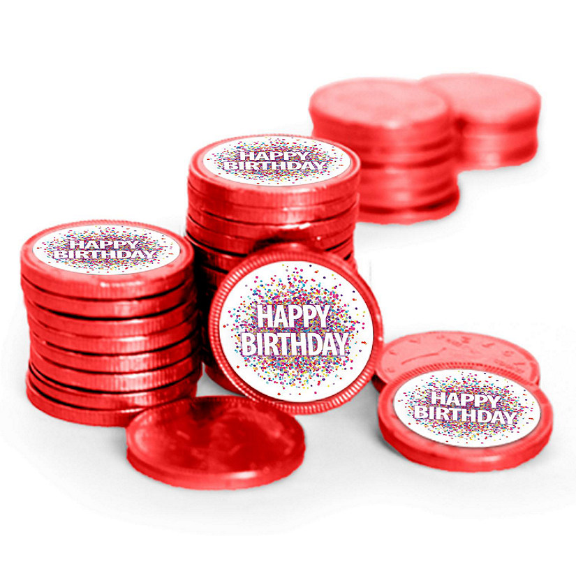 84 Pcs Birthday Candy Party Favors Chocolate Coins By Just Candy - Red Image