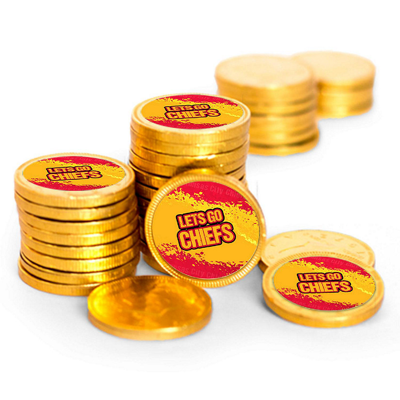 84 Pcs Chiefs Themed Football Party Candy Favors Chocolate Coins Image